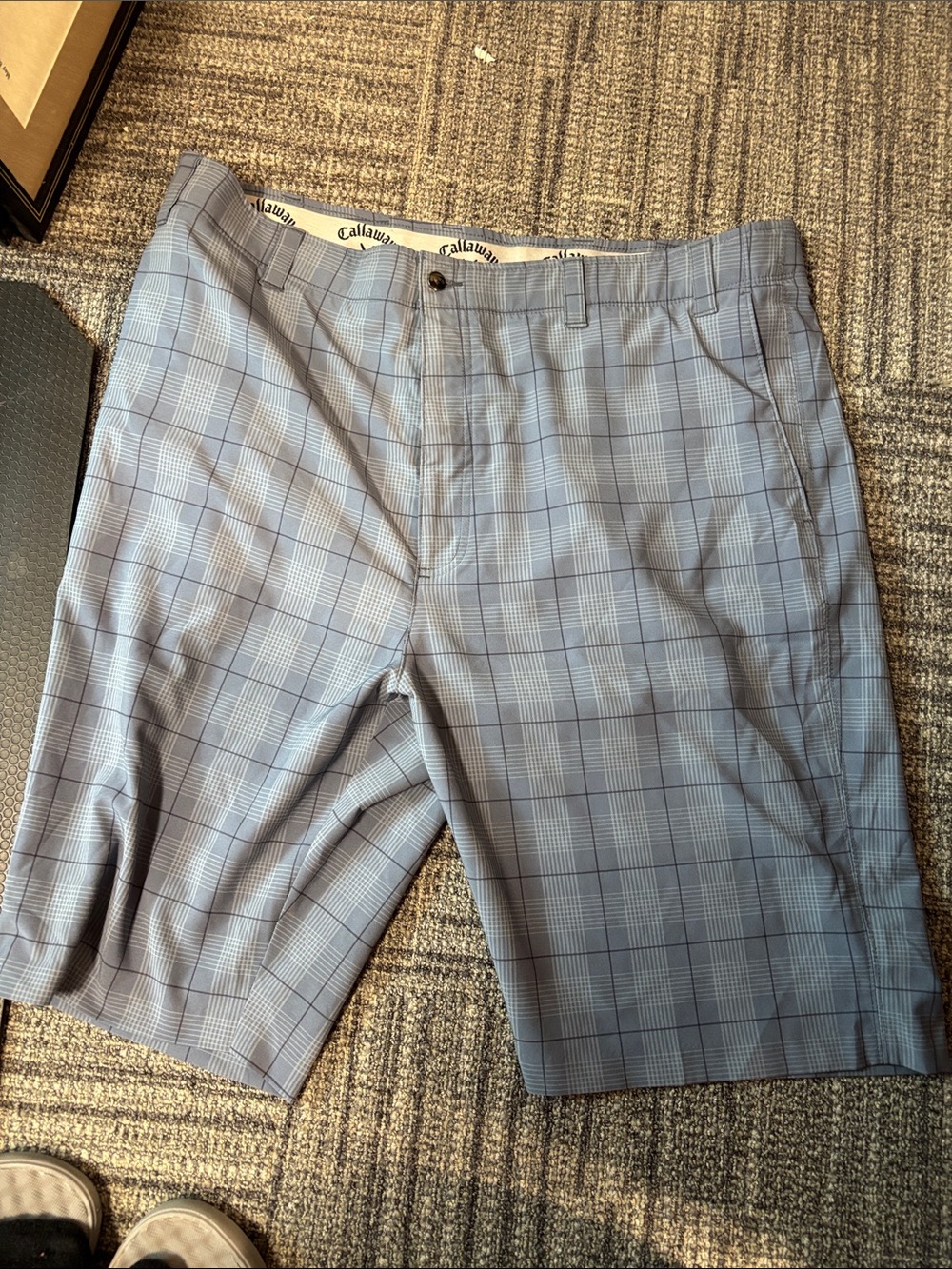 Callaway Light Blue Glen Plaid Flat-Front Golf Shorts
